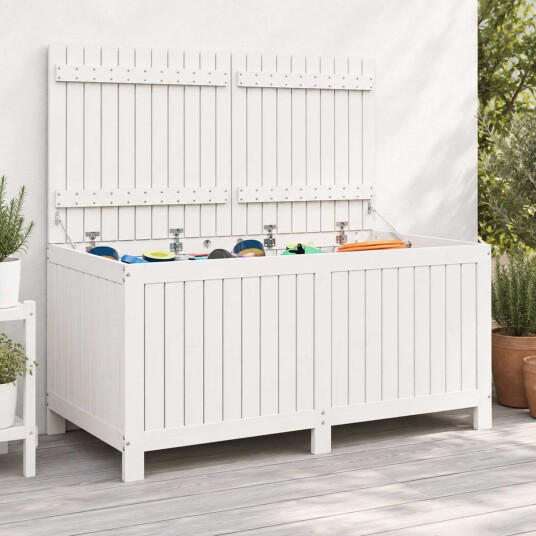 vidaXL Hage Lagringsboks 359 L Heltre furu 146,5 x 68 x 63 cm Hvit