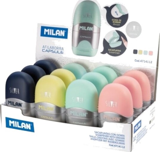 Milan 4714112 Manuell Blyantspisser Blå Rosa Turkis Gul Stål 150 Mm 68 Mm 80 Mm Milan 4714112 Manuell Blyantspisser Blå Rosa Turkis Gul Stål 150 Mm 68 Mm 80 Mm
