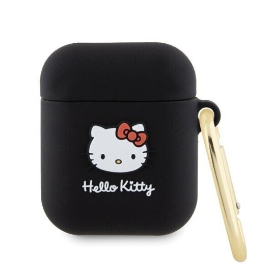 Hello Kitty Hka23dkhsk Airpods 1/2 Cover Black/Black Silicone 3D Kitty Head