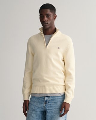 Bomullsgenser med half-zip CREAM XXXL Bomullsgenser med half-zip CREAM XXXL