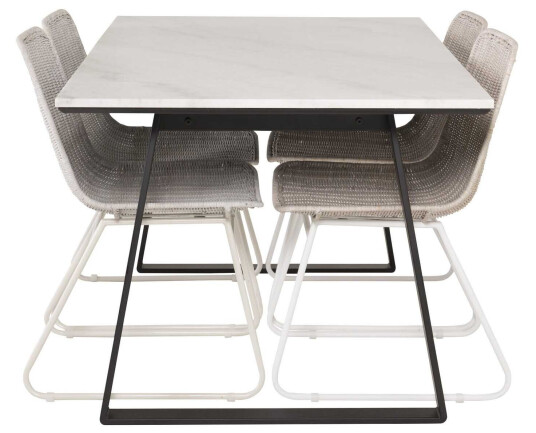 Venture Design Estelle & Cirebon spisegruppe Hvit/hvit 4 st stoler & bord 140 x 90 cm