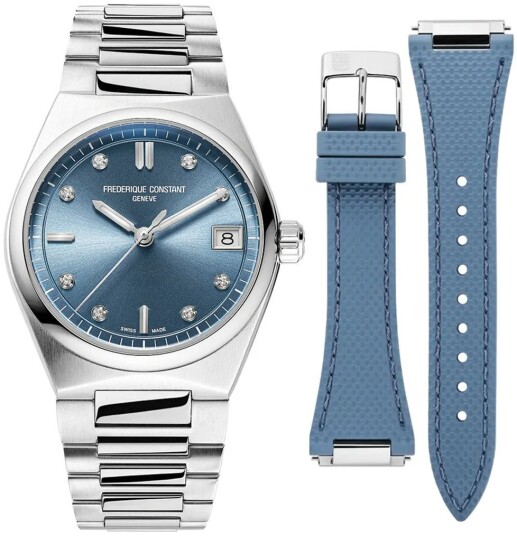 Frederique Constant Dameklokke FC 240LND2NH26B Highlife Blå/Gummi Frederique Constant Dameklokke FC 240LND2NH26B Highlife Blå/Gummi