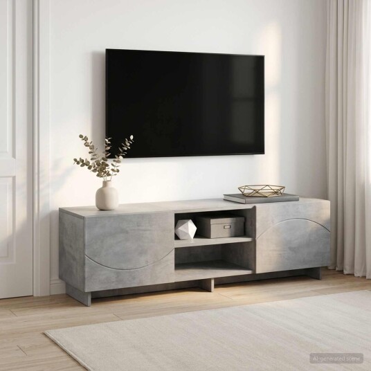 vidaXL TV benk 140 x 34.5 x 40 cm Betonggrå Konstruert tre