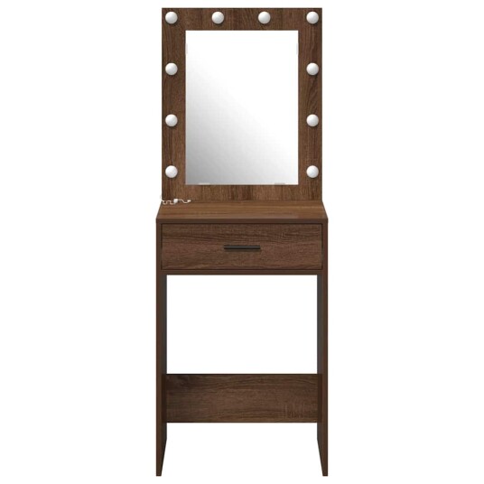  Sminkebord med LED Lys Brun Eik 50x41x135 cm