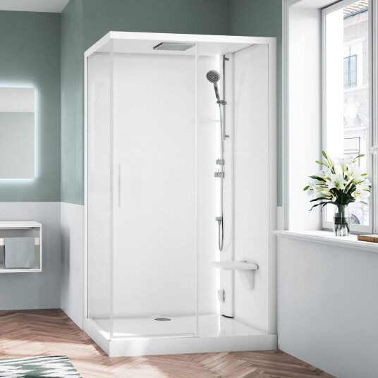 Novellini Glax 1 2.0 2P+F Steam Dusjkabinett Hvit / 140x90cm Høyre Klart Glass