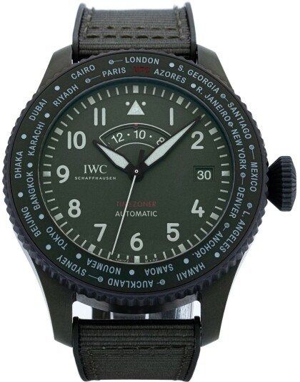 IWC Herreklokke IW395601 Pilots Grønn/Gummi Ø46 mm