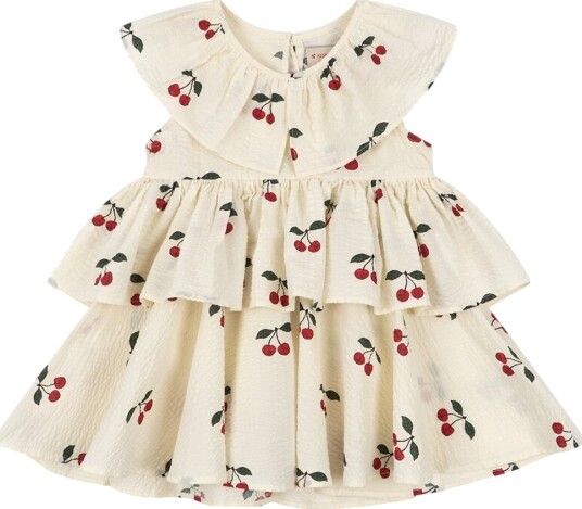 Konges Sløjd Kjole Lunella Man Grand Cherry Konges Sløjd 5 år (110) Kjole Beige Hvit Rød