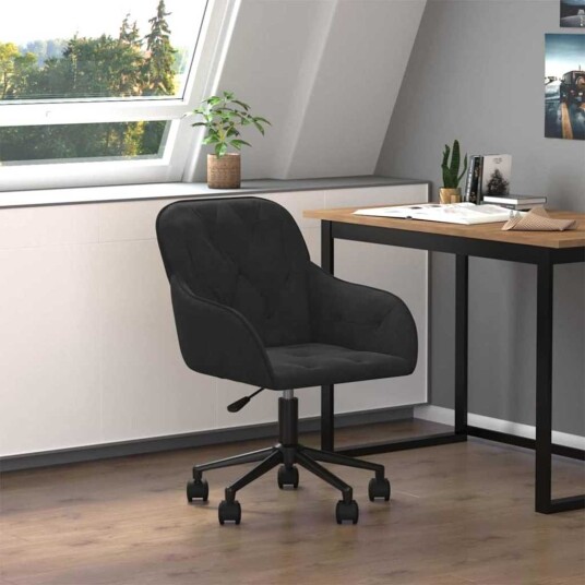 vidaXL Kontorstol med hjul Svart 56 x 61,5 x 72 cm Fløyel vidaXL Kontorstol med hjul Svart 56 x 61,5 x 72 cm Fløyel