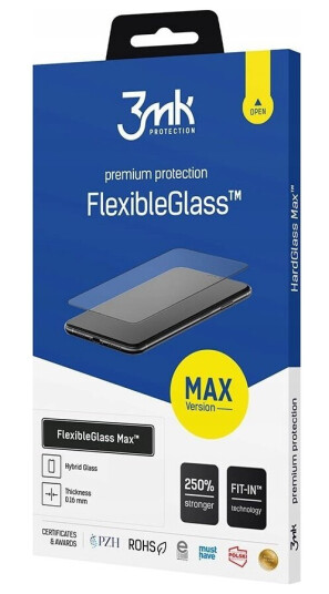 3Mk Flexibleglass Max Xiaomi Redmi Note 12S Svart/Svart, Hybridglass Med Forsterkede Kanter