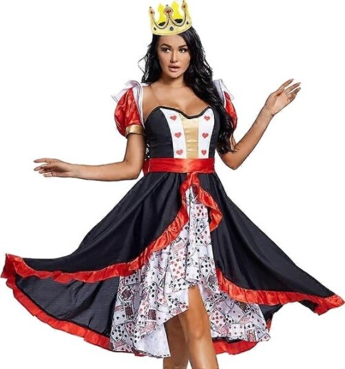 Halloween Hjerterdronning Swingkjole til Dame