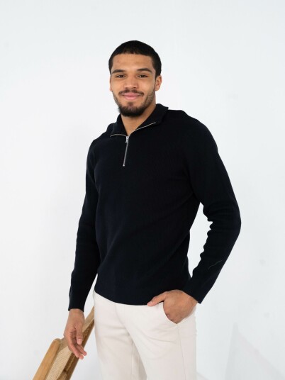 Only & Sons Phil Reg Cotton Half Zip Knit Blå XXL