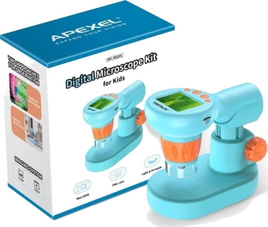 Apexel Digitalt Mikroskop For Barn 2 I 1 800X Lcd Skjerm 2.0"" Bilder Videoer Hd 1080P / Apl Ms201 Apexel Digitalt Mikroskop For Barn 2 I 1 800X Lcd Skjerm 2.0"" Bilder Videoer Hd 1080P / Apl Ms201
