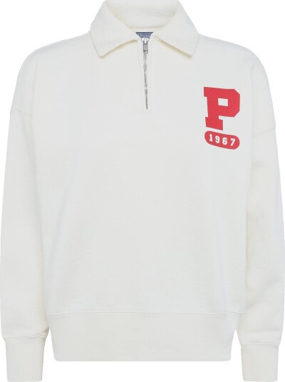 Polo Ralph Lauren “P” Logo Slub Fleece Quarter Zip WARM WHITE M