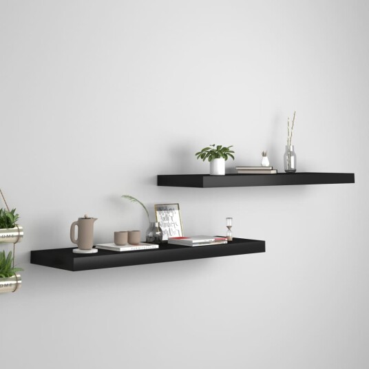vidaXL Flytende vegghyller 2 stk svart 80x23,5x3,8 cm MDF vidaXL Flytende vegghyller 2 stk svart 80x23,5x3,8 cm MDF