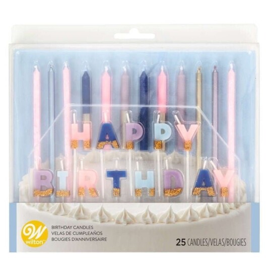 Wilton Kakelys Happy Birthday Pastell/gull Sett/25 