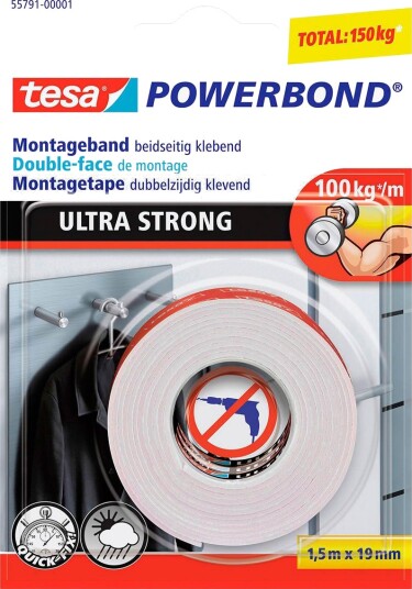 Tesa Powerbond Monteringstape 19mm 1,5 meter Ekstra sterk