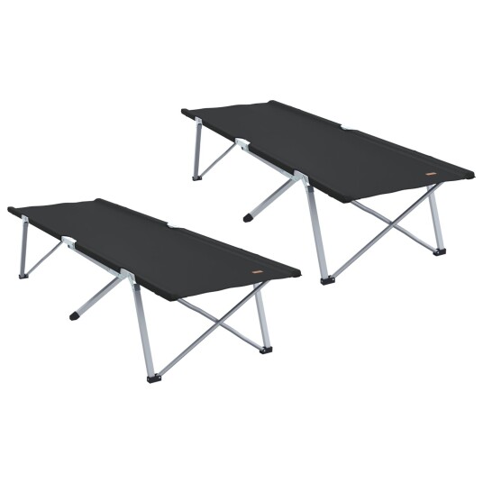 Sammenleggbar camping seng 2 pcs Svart 194 x 62,5 x 42,5 cm