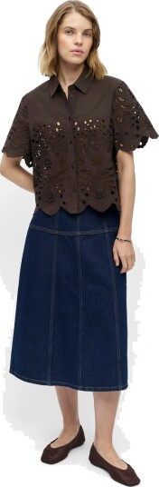 Object Objelena S/S Crop Top E Rep Brown 34
