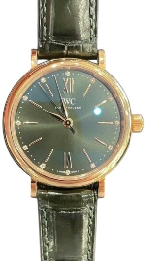 IWC Dameklokke IW357409 Portofino Grønn/Lær Ø34 mm