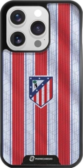 Phonecases3D iPhone 15 Pro Atlético de Madrid 3D mobildeksel, svart