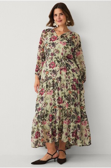 Ellos Plus collection Maxikjole i chiffon Grønn