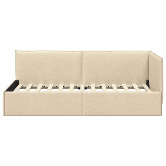 Hjørnesengramme med hodegjerde Krem 100 cm x 200 cm Fløyel
