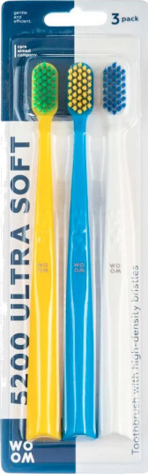 Ultra Soft tannbørster 3 stk. Woom 5200 ekstra myke børster