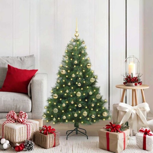  Kunstig juletre med 150 LED med stativ grønn 120 cm PE og PVC