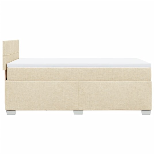 Seng med madrass boksfjær kremhvit 90x200 cm stoff 8721102706585