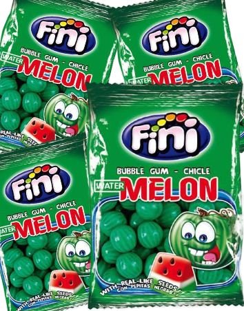 12 stk Poser med Fini Fizzy Watermelon / Fini Vannmelon Tyggegummi   Hel Eske 960 gram