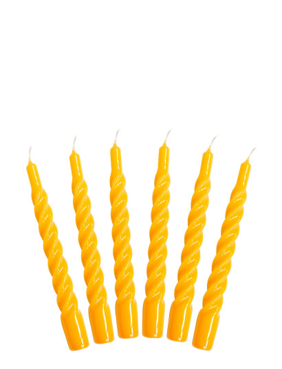Kunstindustrien Twisted Candles, 6 Piece Box - Yellow - ONE SIZE
