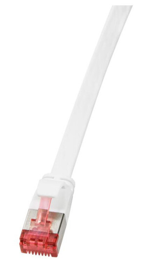 LogiLink - Patch Cable Flat Cat.6A Shielded (PIMF) SlimLine, white, 1m