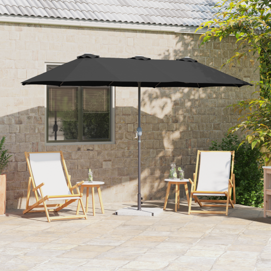  Hageparasol Svart 380 x 196 x 235 cm Pulverlakkert stål