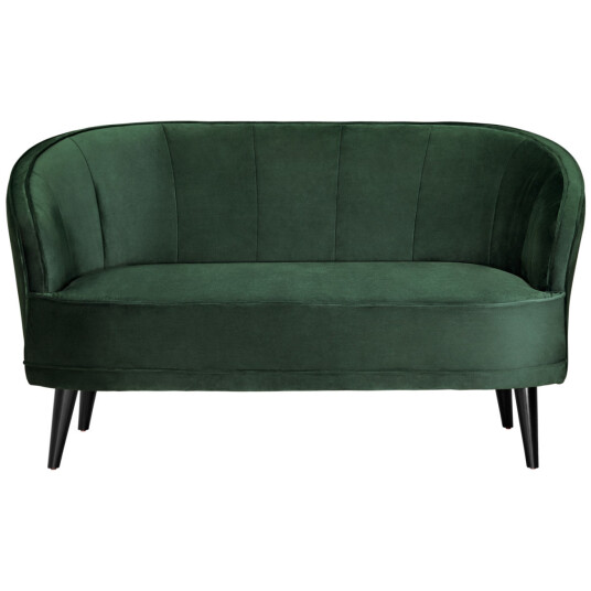 VEGA Sofa Garbo i fløyel. 2 seters; 150x75x84 cm BxDxH; Sete Grangrønn Ramme Svart