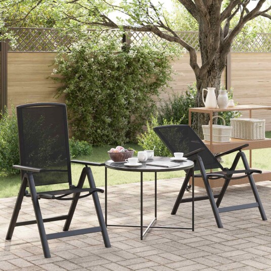  Recliner Hage Stoler 2 pcs Svart 58 x 71 x 112 cm Textilene