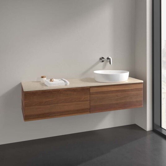 Villeroy & Boch Antao Servantskap med 2 skuffer 160x50x36 cm m/lys Valnøtt/Crème