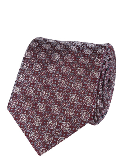 Portia 1924 Geometric Silk Tie - Burgundy - ONE SIZE Portia 1924 Geometric Silk Tie - Burgundy - ONE SIZE