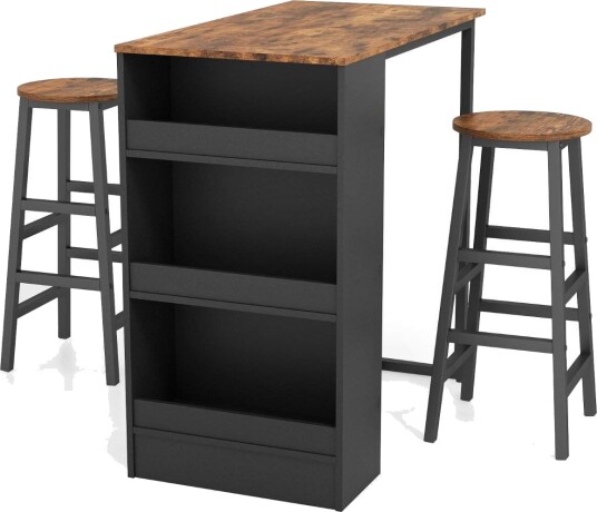 Kjøkkenbord med 2 krakker plassbesparende bistrobord benkebord spisebordsett barbord