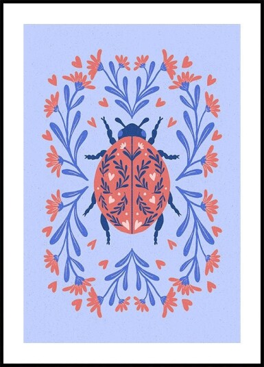 Folk Art Ladybug Plakat Plakat / 100x150cm Folk Art Ladybug Plakat Plakat / 100x150cm