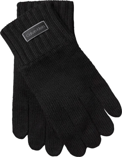 Calvin Klein Patch Knitted Gloves - Black - ONE SIZE