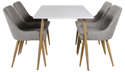 Venture Design Polar & Plaza spisegruppe Hvit/grå 4 st stoler & bord 120 x 75 cm