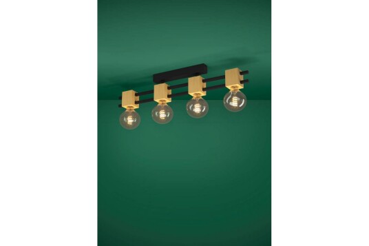 Takbelysning Eglo Levantara Svart/Tre med 4 Lamper