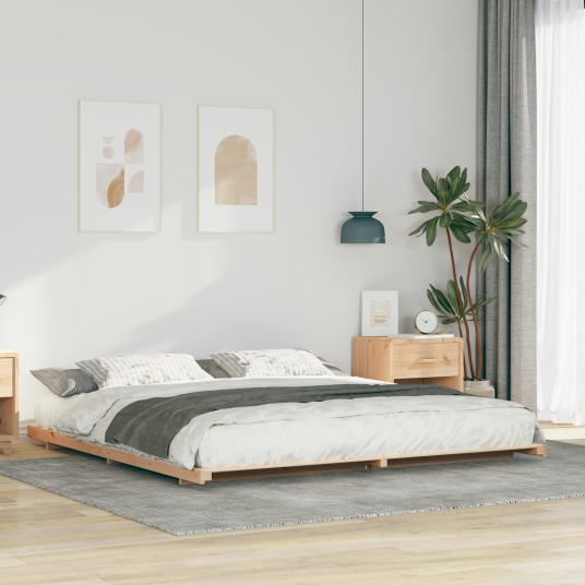 Gulvbedramme Brun 180 x 200 cm Heltre furu