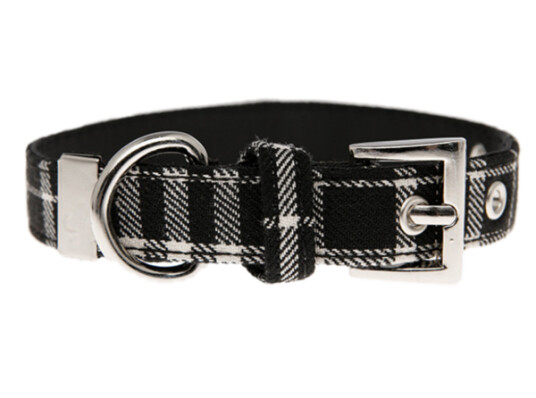 Hundehalsbånd Tartan M 25mmx28-35cm Svart