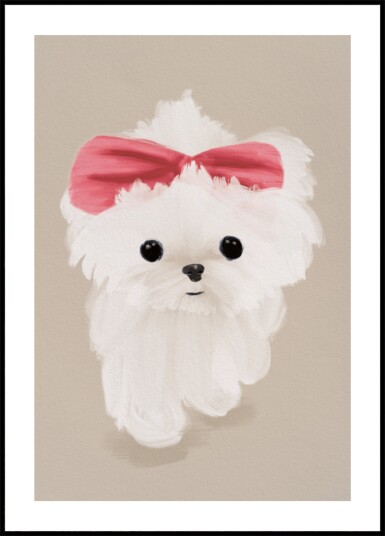 Sweet Puppy With Bow Plakat / 50x70