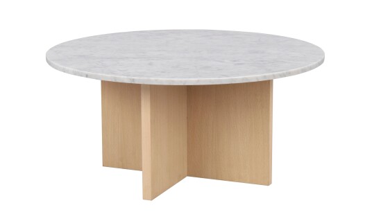 Rowico Home Brooksville sofabord Hvit marmor/hvitpigmentert eik 90 cm Hvit