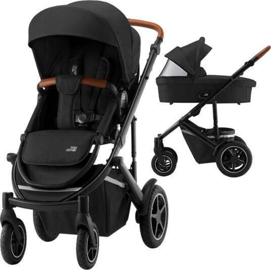 Britax Römer Barnevogn Komplett Smile III Space Black w/ Brown Handles Inkl. Bagdel
