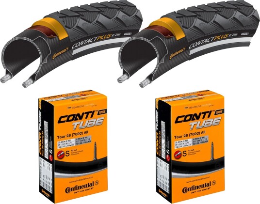 2 Dekk + 2 Slanger Continental Contact Plus 700x35C Refleks Racer Ventil