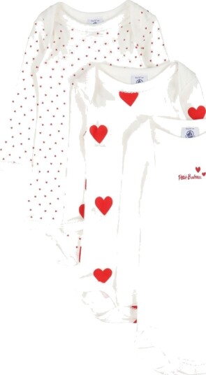 Petit Bateau Body 3-pack White/Red Hearts 6 mdr/67