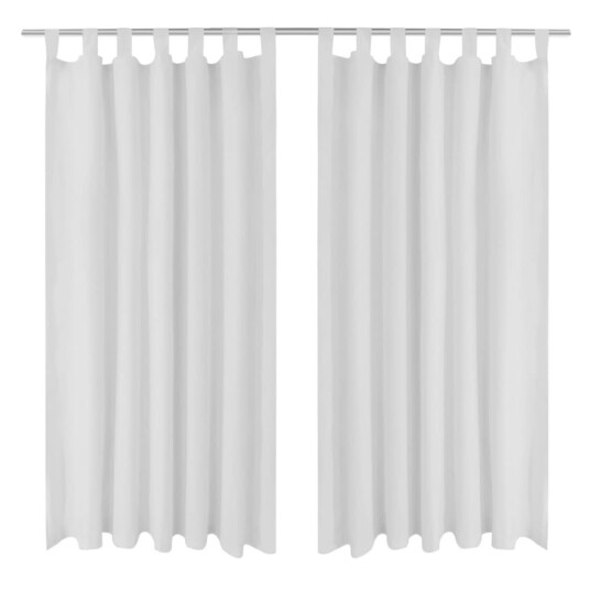 vidaXL 2stk Hvit Micro-Sateng Gardiner med Sløyfer 140 x 245 cm